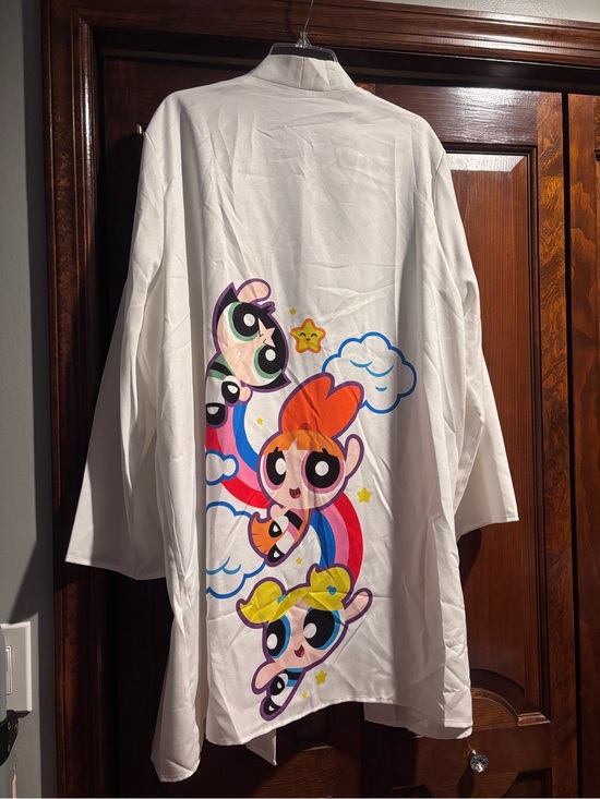 SHEIN Other - SHEIN White Powerpuff Girls Graphic Swim Coverup